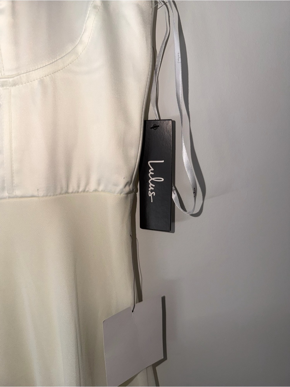 NWT Lulu’s Best Part Of Me Cream Satin Bustier Maxi Dress gown weddding prom L - Picture 9 of 14